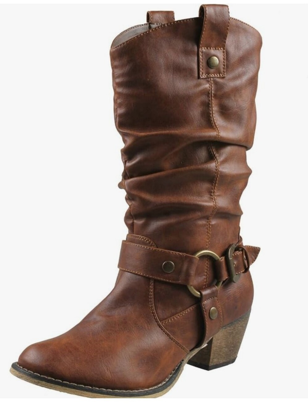 Refresh Black Fold-Over Buckle Ankle Boots Black